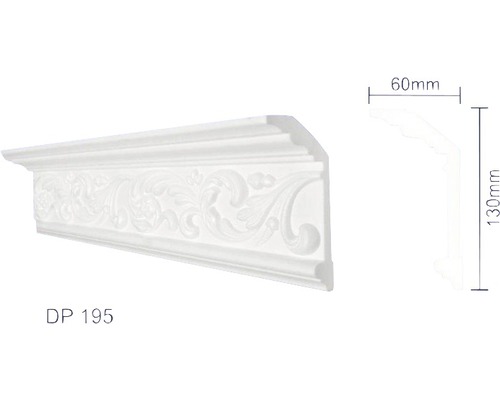 Profil decorativ din poliuretan cu ornamente, 60 mm x 130 mm