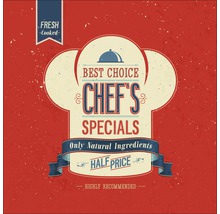 Tablou sticlă Retro Chef`s Special 50x50 cm