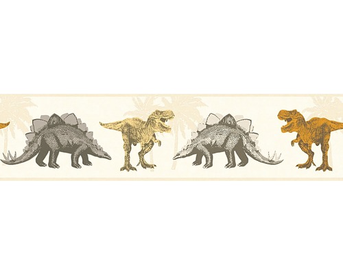 Bordură tapet cameră copii dinozauri bej 5 m x 13 cm Bordură de tapet cu motive de dinozauri
