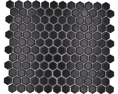 Mozaic piscină ceramic HX 065 negru mat 26x30 cm Covor mozaic cu plăci ceramice hexagonale