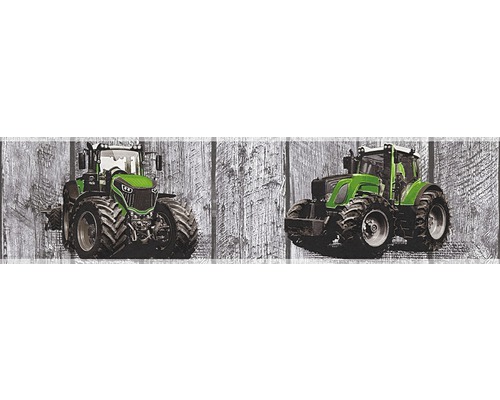 Bordură tapet cameră copii model tractoare gri/verde 5 m x 13 cm Tapetă cu motiv tractor