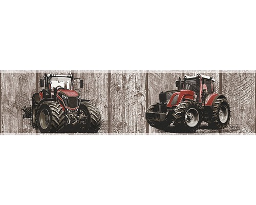 Bordură tapet cameră copii model tractoare maro/roșu 5 m x 13 cm Fototapet cu motiv tractor