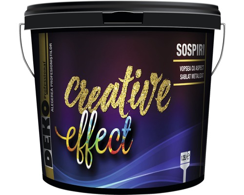 Vopsea decorativă DEKO Creative Effect Sospiri Silver 1,25 l Găleată cu vopsea decorativă pentru interior