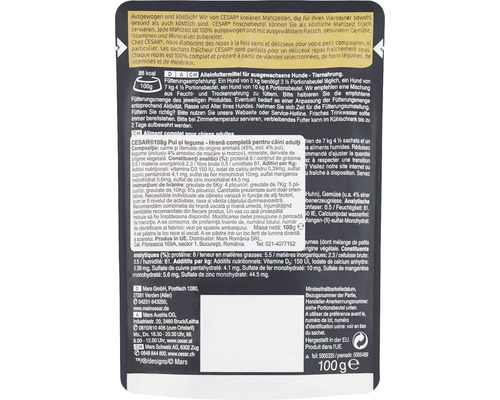 Informații despre hrana pentru câini Cesar