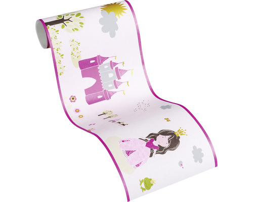 Bordură de tapet cu motive de prințesă, castel și broască