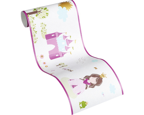 Rola de tapet cu prințese, castele și copaci pentru camera copiilor