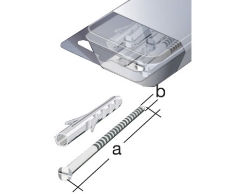 Imagine a unui diblu cu șurub și dimensiuni în ambalaj