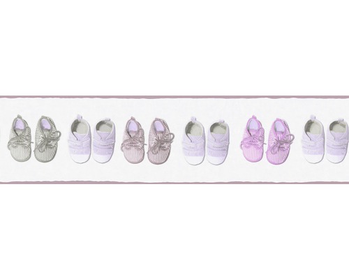 Bordură tapet cameră copii model pantofiori roz 5 m x 13 cm Bordură cu pantofi pentru copii