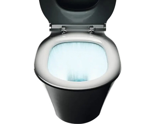 Vas WC suspendat cu spălare profundă, margine deschisă și capac WC