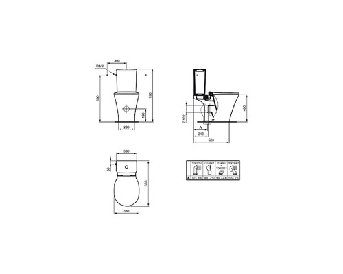 Desen tehnic al unui WC cu dimensiuni