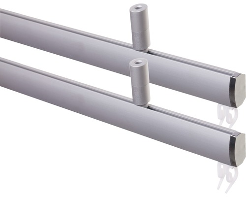 Două șine de perdea din aluminiu cu accesorii Două șine de perdea din aluminiu cu accesorii