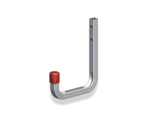 Cârlig de perete Alfer 80x120 mm, aluminiu Cârlig metalic pentru unelte cu capac de protecție roșu