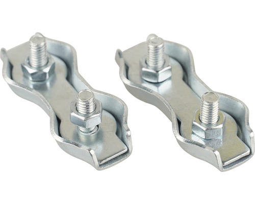 Două cleme metalice de fixare cu șuruburi și piulițe