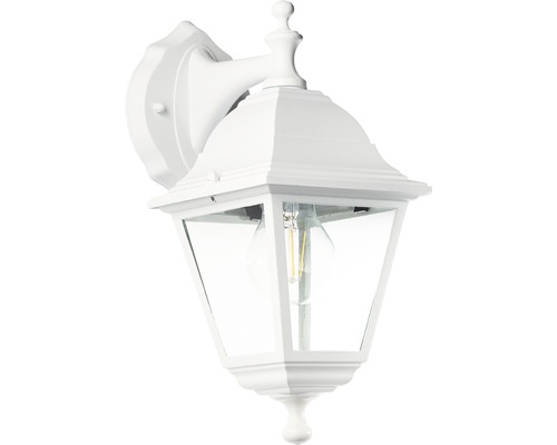Lumină de perete albă pentru exterior cu inserție de sticlă și formă decorativă