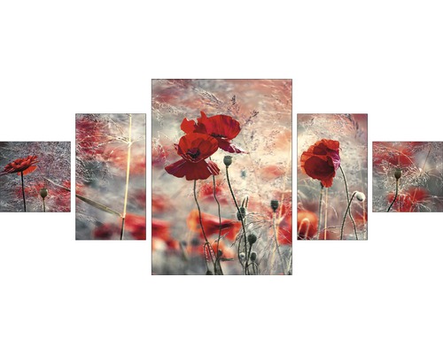 Tablou canvas Red Flowers - 5 părți