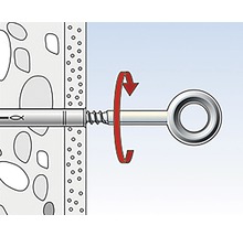 Ilustrație a unei ancore cu șurub cu mișcare de rotație pentru fixarea în zidărie