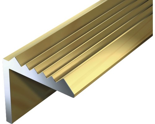Protecție treaptă aluminiu Alberts 1000x21x21 mm, auriu Profil pentru muchii de scară din aluminiu cu structură striată