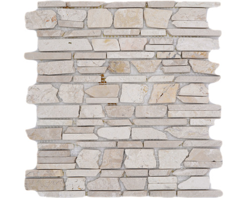 Mozaic marmură Biancone MOS Brick 200 Uni bej mat 30,5x30,5 cm Plasă de mozaic cu aspect de piatră naturală pentru placări de pereți și pardoseli