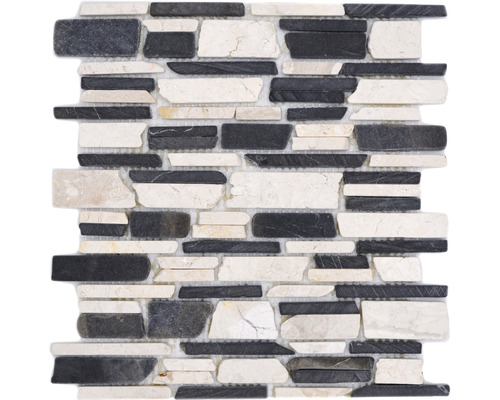 Mozaic marmură Biancone MOS Brick 205 mix bej-gri mat, 30,5x30,5 cm
