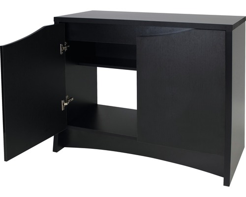 Dulap inferior negru cu două uși și rafturi