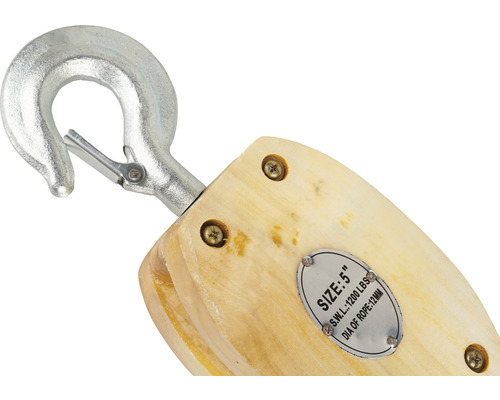 Scripete din lemn cu cârlig, dimensiune 5 inch, sarcină de lucru sigură 1200 lbs