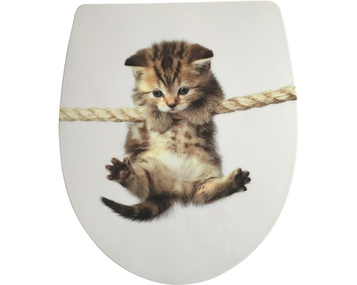 Capac WC cu model pisică ADOB Imola duroplast închidere lentă alb 44,5x38,5 cm Capac de toaletă cu motiv pisică