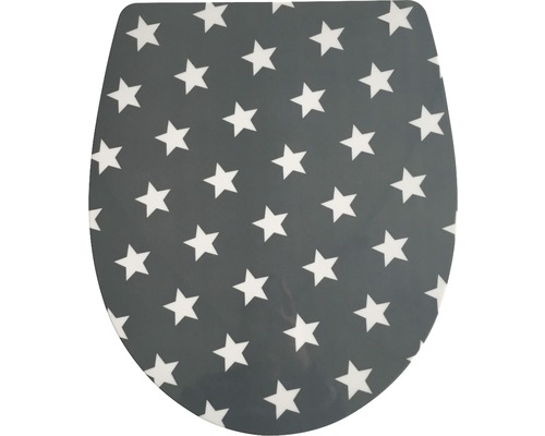 Capac WC cu model stele ADOB Imola duroplast închidere lentă gri 44,5x38,5 cm Capac WC cu model stele