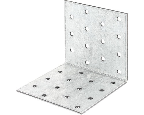 Colțar metalic perforat Alberts 80x80x80x2,5 mm, oțel zincat Sendzimir Conector unghiular metalic cu găuri