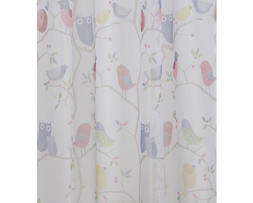Perdea cu design cu păsări și bufnițe pe ramuri