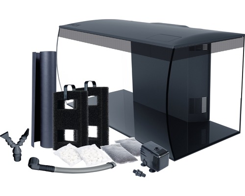 Set complet acvariu cu pompă, materiale de filtrare și accesorii