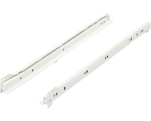 Glisiere tip șină cu roți Hettich FR302 550mm, max. 20kg, culoare albă, 1 pereche