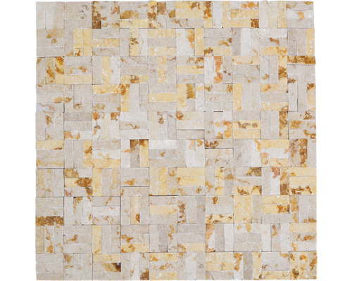 Mozaic marmură MOS X3D 63 mix bej 30x30 cm Placă de mozaic din piatră naturală