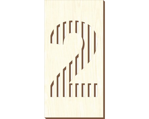 Număr casă „2” pentru poartă/ușă, placaj lemn perforat