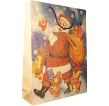 Sac de cadou cu motive de Moș Crăciun și jucării