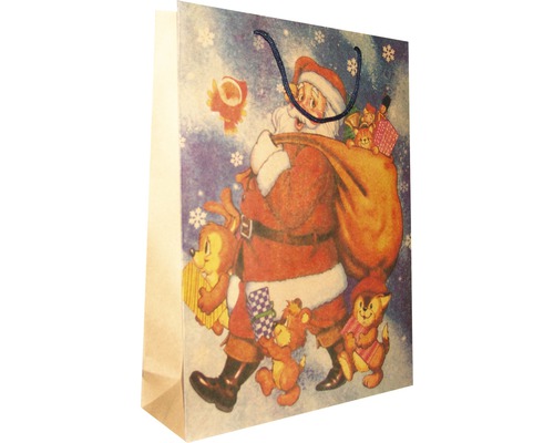 Sac de cadou cu motive de Moș Crăciun și jucării