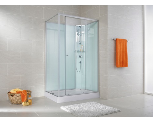 Cabină de duș wellness Schulte Ibiza, 90x120x204 cm, colț dreapta, sticlă securizată transparentă, profil aluminiu