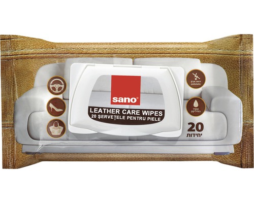 Șervețele umede pentru materiale din piele Sano Leather Care, pachet 20 bucăți