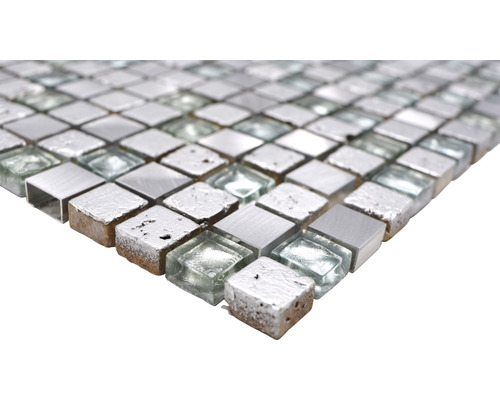 Plăci de mozaic pătrate din metal și sticlă