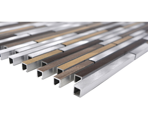 Placă de mozaic din aluminiu și aspect de lemn