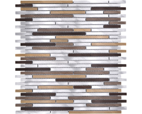 Mozaic aluminiu XAM A981 cupru-argintiu 29,8x31,8 cm Placă de mozaic cu efect de lemn și metal