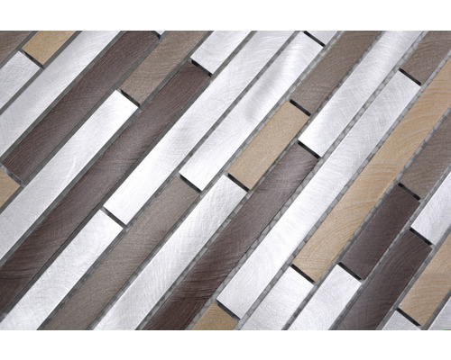 Placă de mozaic cu aspect de lemn și metal