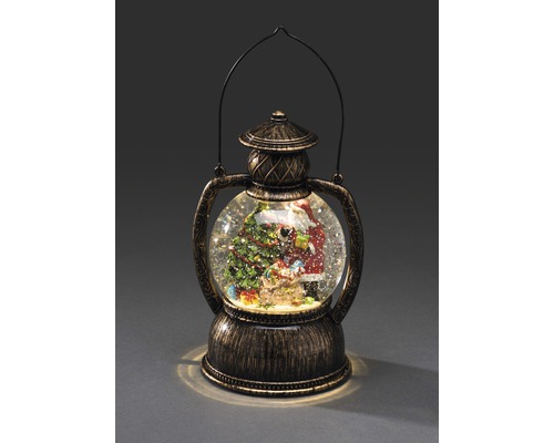 Glob de zăpadă cu Moș Crăciun și brad de Crăciun în felinar