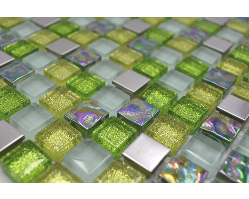 Placă mozaic din sticlă și metal