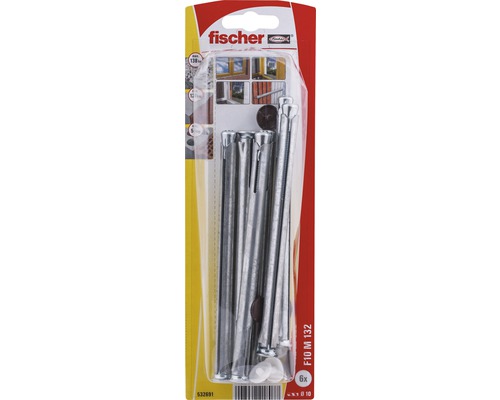 Ancore cu șurub Fischer F10M 10x132 mm, 6 bucăți, pentru rame/tocuri, incl. căpăcele de mascare