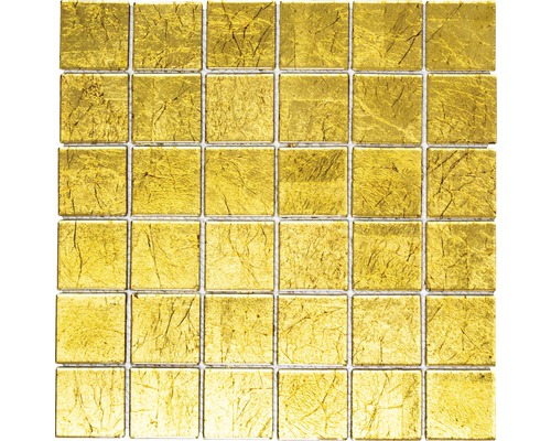 Mozaic sticlă XCM 8GO25 uni auriu structurat 30x30 cm Placă de mozaic pătrată cu decor auriu