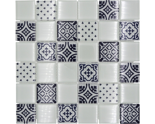 Mozaic piscină sticlă XCM 8OP1 alb 30x30 cm Placă de mozaic cu modele diferite