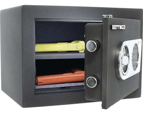 Seif Rottner deschis cu două compartimente și blocare electronică cu cifru