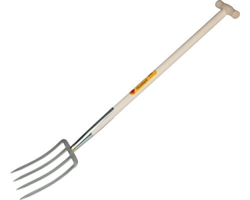 Furcă de grădină cu mâner din lemn și patru dinți