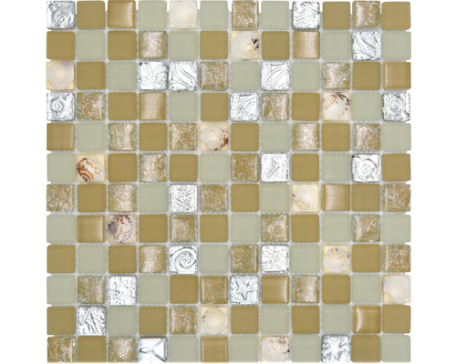 Mozaic sticlă XCM 8OP9 mix scoici-bej 30x30 cm Placă de mozaic cu motive marine