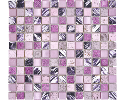 Mozaic sticlă-piatră naturală XCM CB 35 mix roz 30x32,5 cm